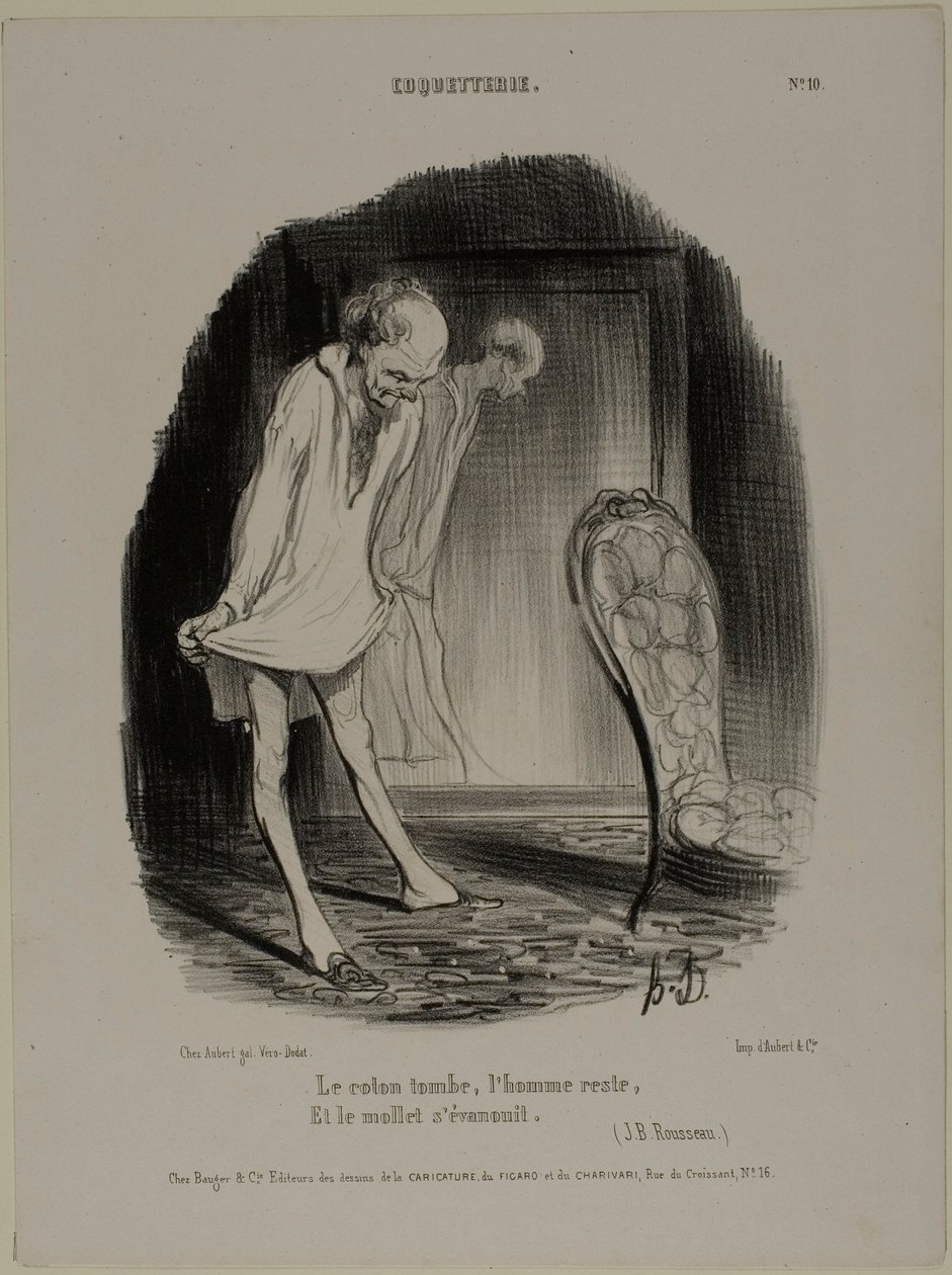 A pamutruha leesik, az ember megmarad, a borjú elhalványul (J.B. Rousseau), 10. tábla a Coquetterie-ból. alkotó: Honoré Victorin Daumier