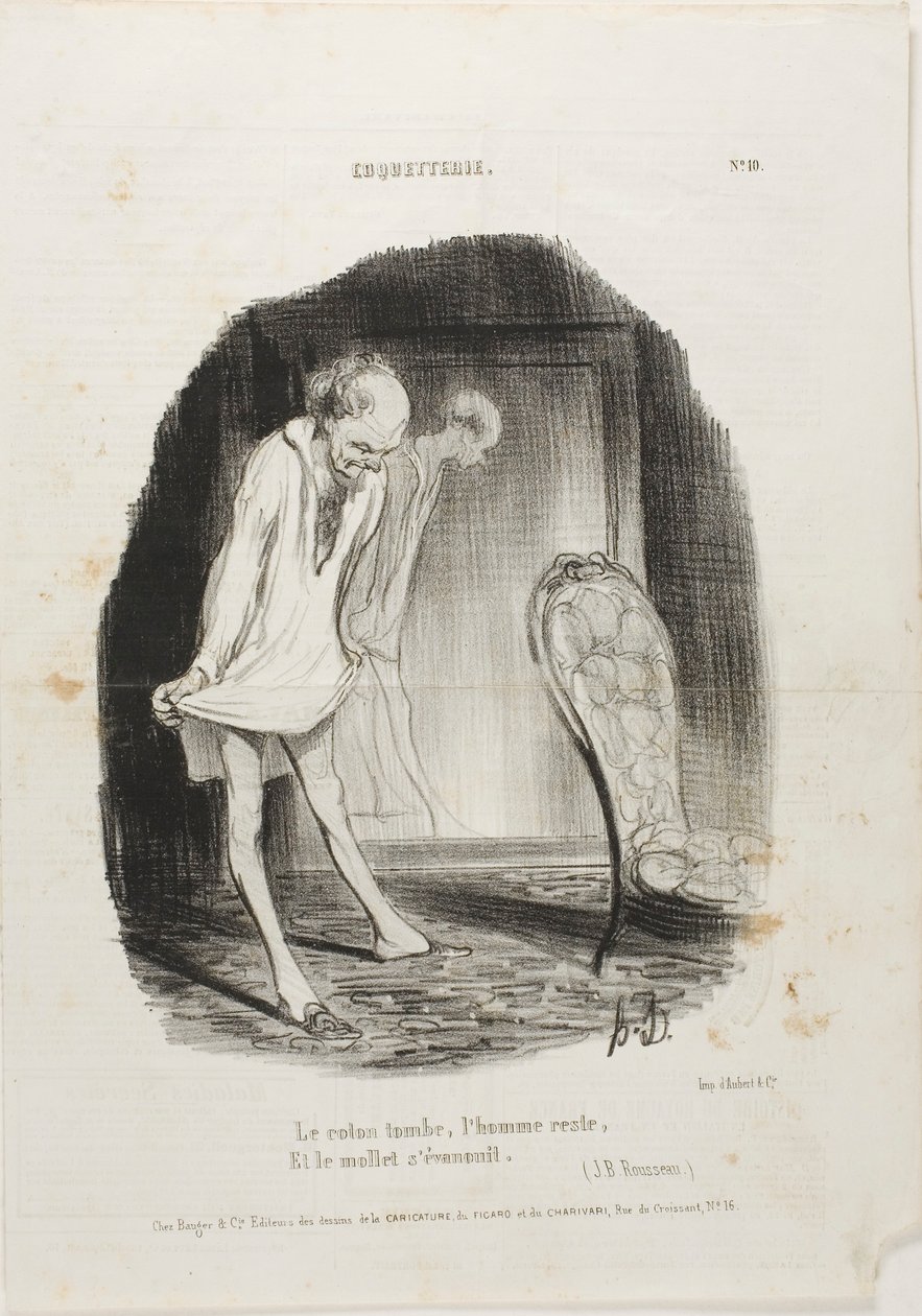 A ruha leesik, az ember marad, és a lábak remegnek. (J.B. Rousseau), 10. tábla a Coquetterie-ból. alkotó: Honoré Victorin Daumier