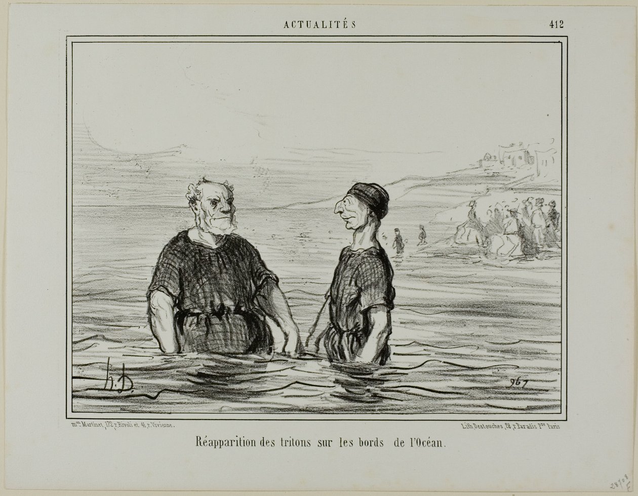 A tengeri tritonok újbóli megjelenése, 412. lemez az Actualitésből alkotó: Honoré Victorin Daumier