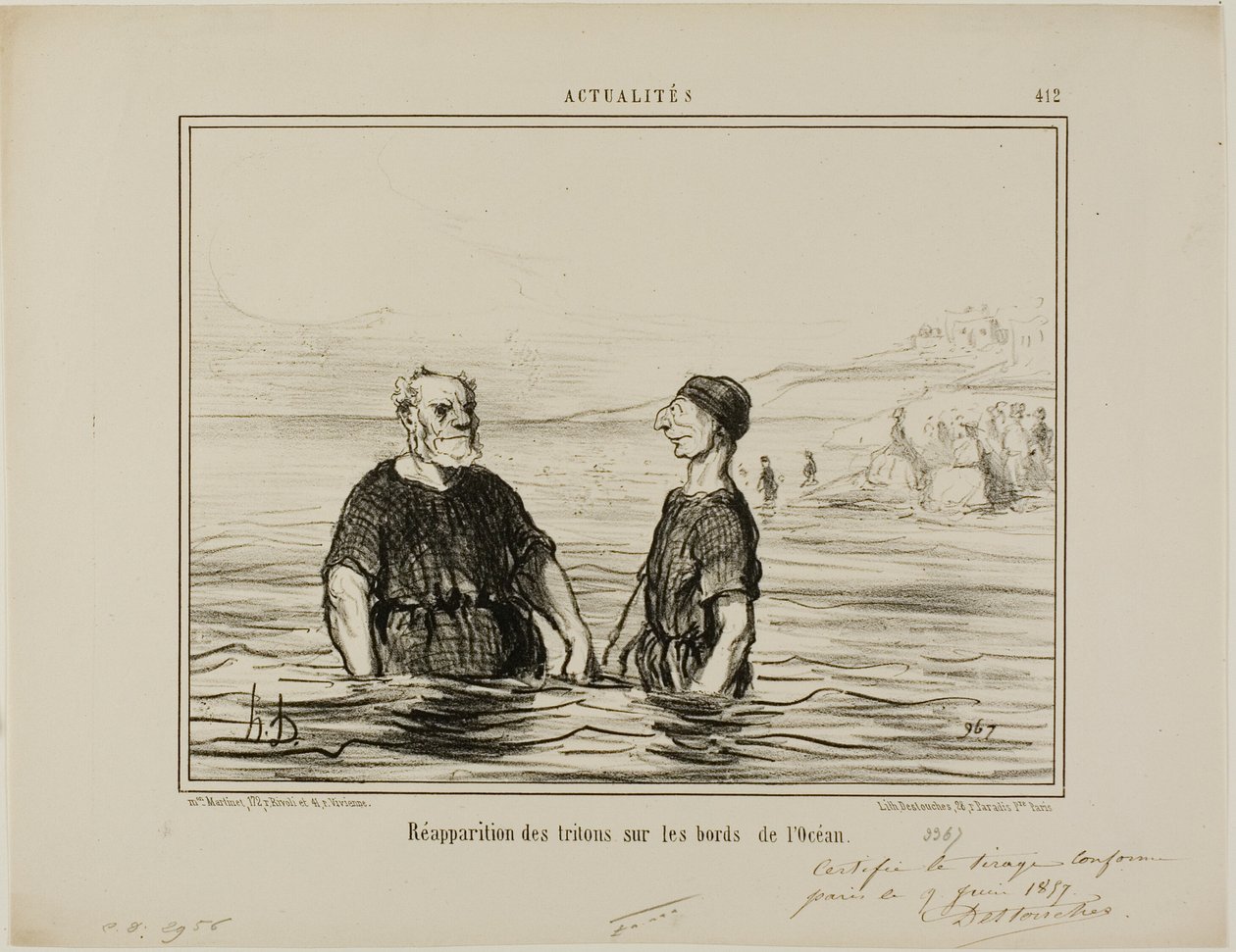A tengeri tritonok újbóli megjelenése, 412. lemez az Actualitésből alkotó: Honoré Victorin Daumier