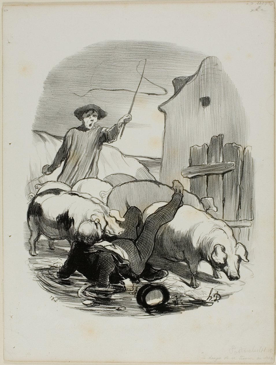 A veszély, hogy egy meredek üldözésbe keveredjünk, 12. tányér a Pastoralesből alkotó: Honoré Victorin Daumier