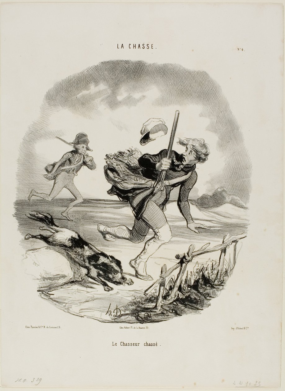Az üldözött vadász, 4. lemez a La Chasse-ból alkotó: Honoré Victorin Daumier