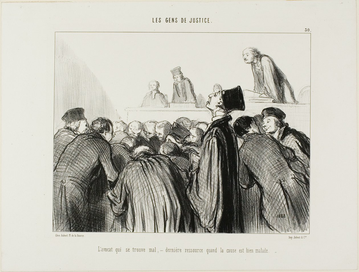 Az ügyvéd megbetegszik, ez az utolsó mentsvár, amikor az ügye is kezd betegnek tűnni, 30. tábla a Les Gens De Justice-ból alkotó: Honoré Victorin Daumier