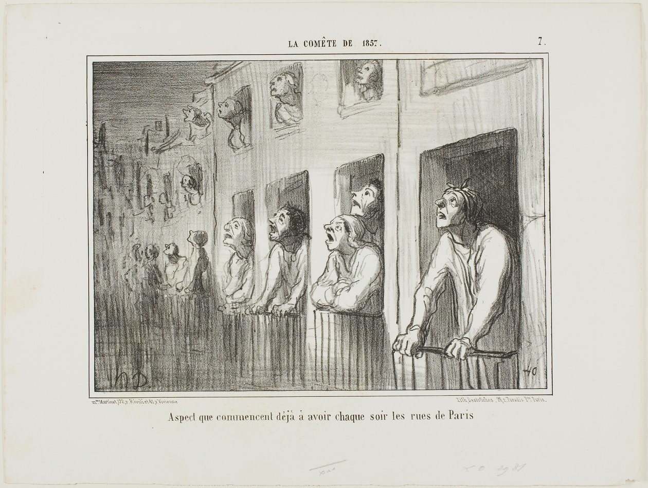 Párizs utcái minden este így kezdenek kinézni, 7. tábla a La Cométe De 1857-ből alkotó: Honoré Victorin Daumier