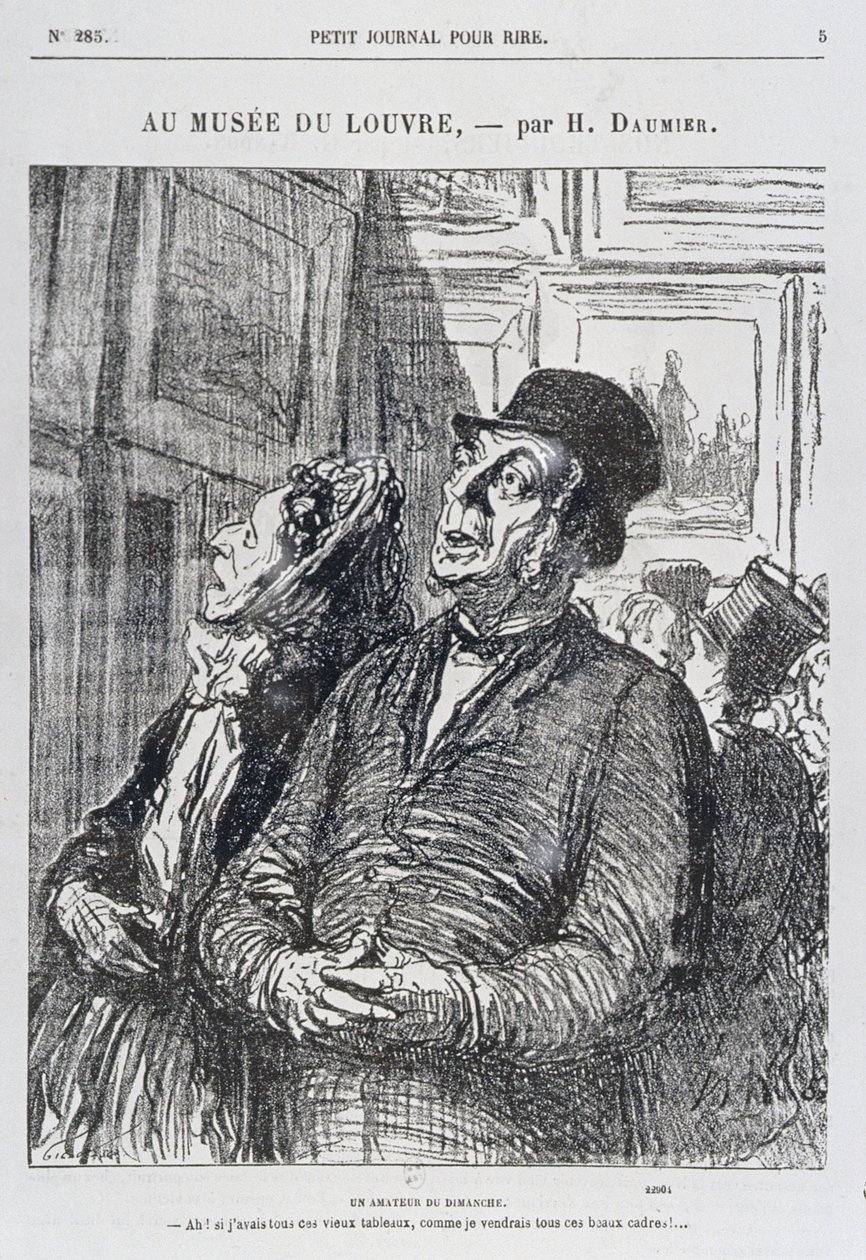 A Louvre-ban, vasárnapi amatőr, a Petit Journal pour Rire-ből, 1865 alkotó: Honoré Daumier