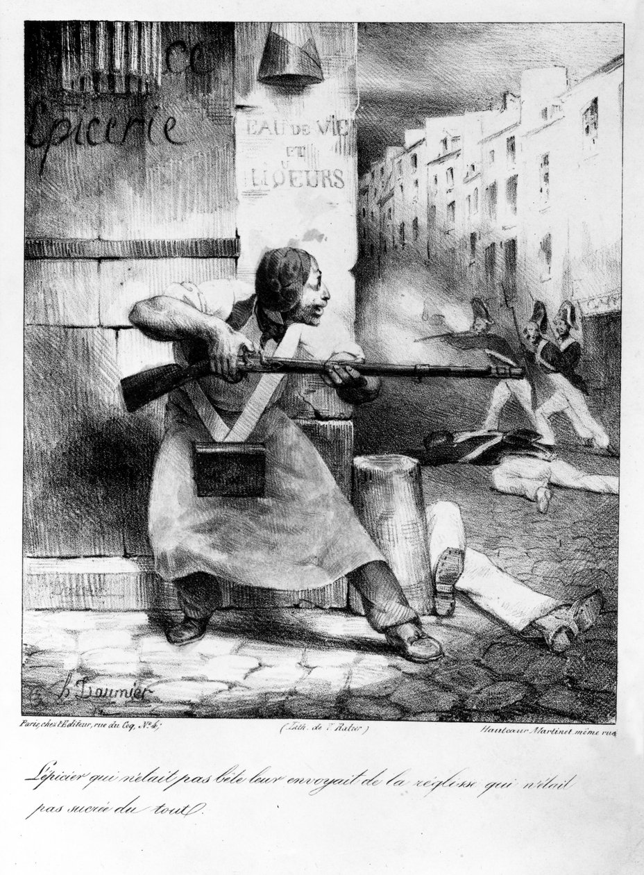 A lázadó élelmiszerbolt az 1830-as júliusi forradalom idején a csendőrökre lőtt alkotó: Honoré Daumier