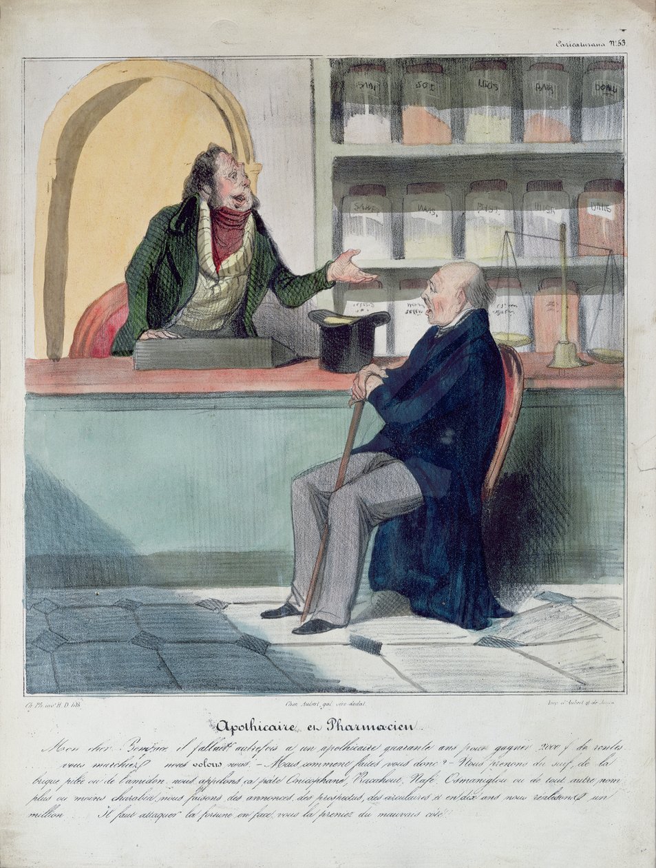 A patikus és a gyógyszerész, 1840 körül alkotó: Honoré Daumier