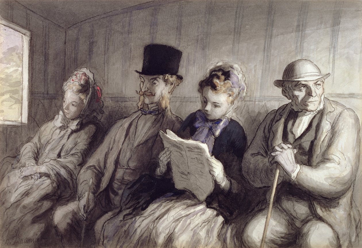 Az első osztályú kocsi, 1864 (wc tintával és szénnel papíron) alkotó: Honoré Daumier