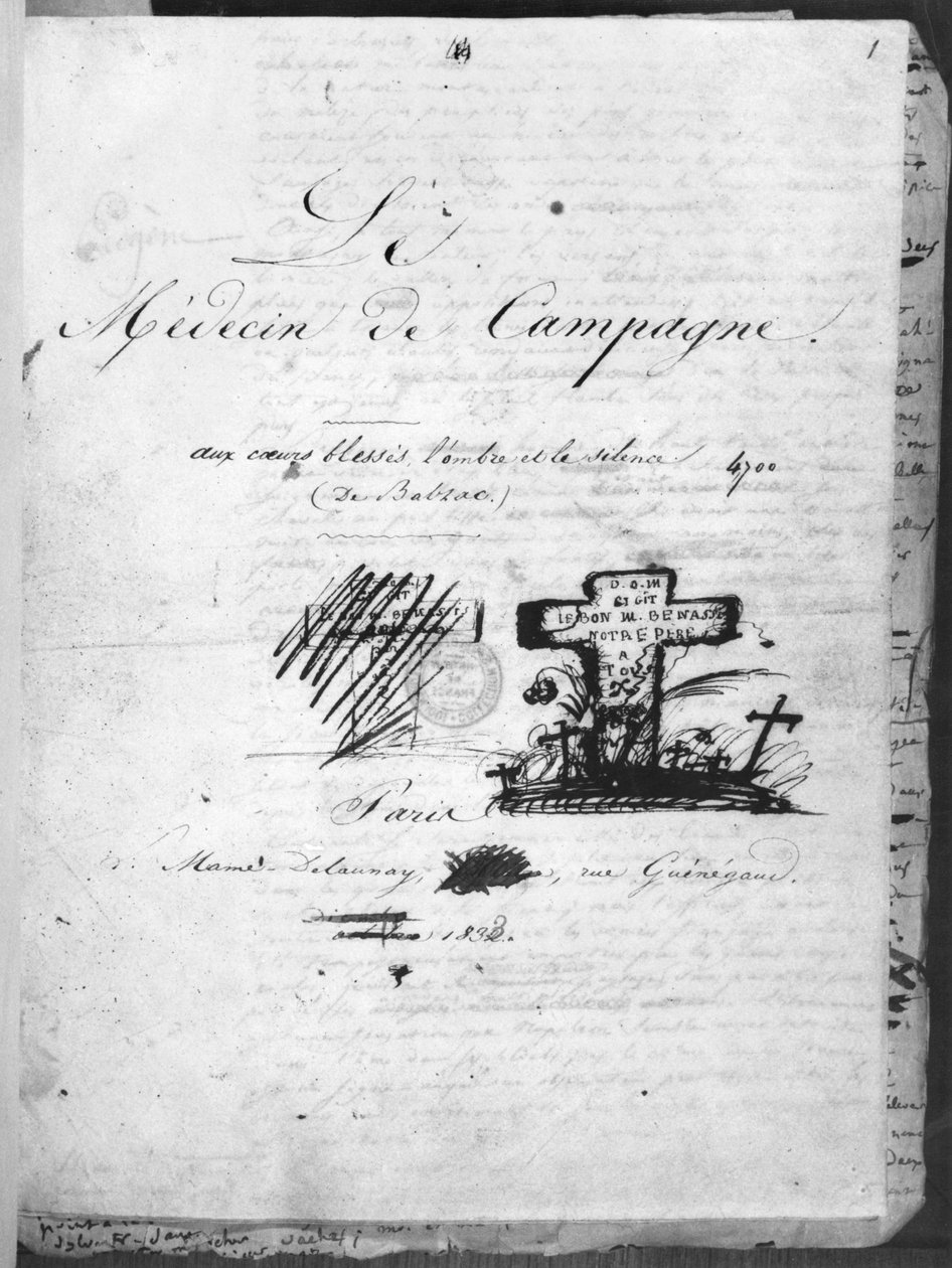 A „Le Medecin de Campagne” címlapja, 1833, Mame Delaunay, Párizs alkotó: Honore de Balzac