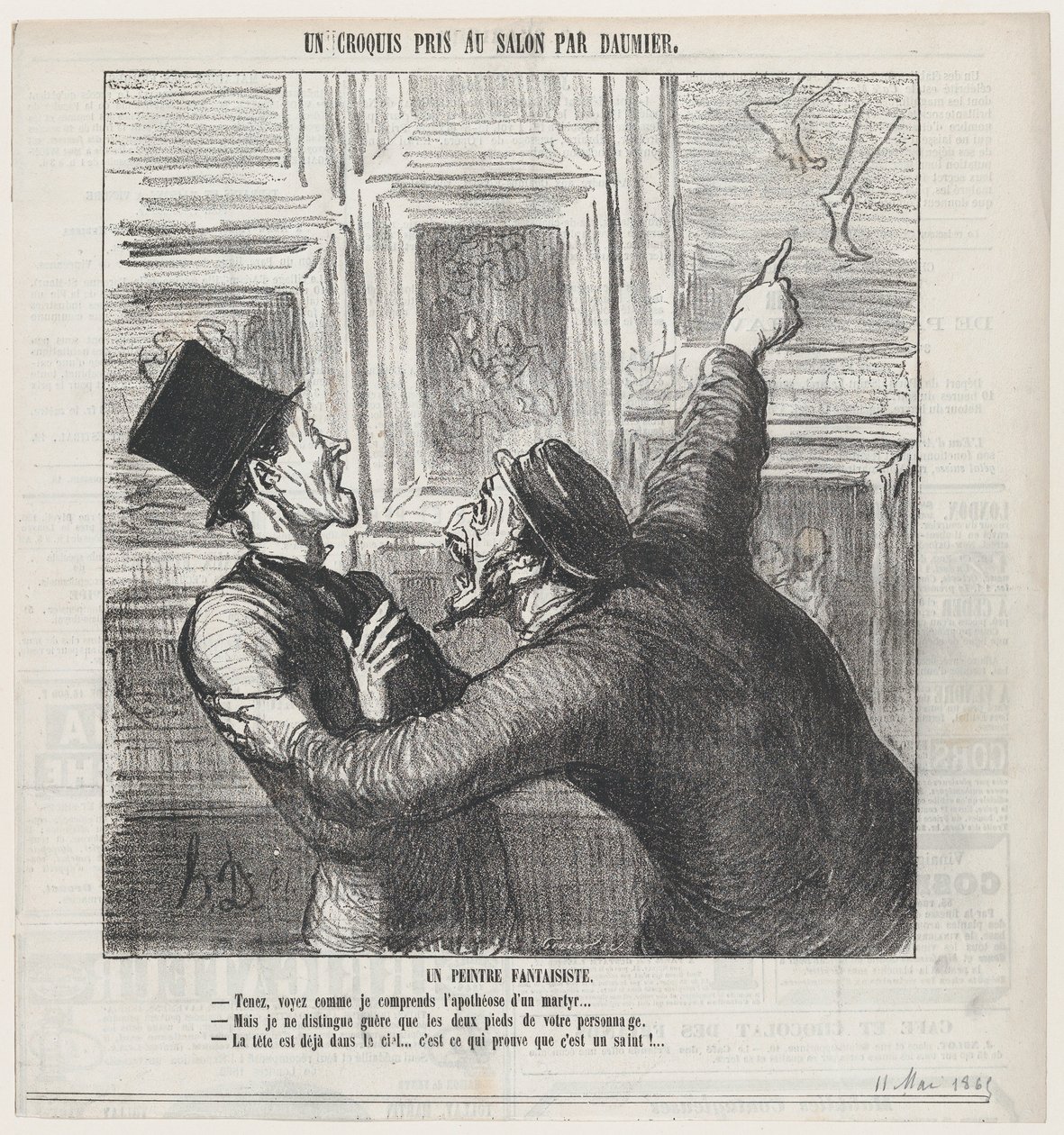 Egy fantasztikus festő, „Vázlat a Szalonból” című műből, megjelent a Le Charivari-ban, 1865. május 11. alkotó: Honoré Daumier