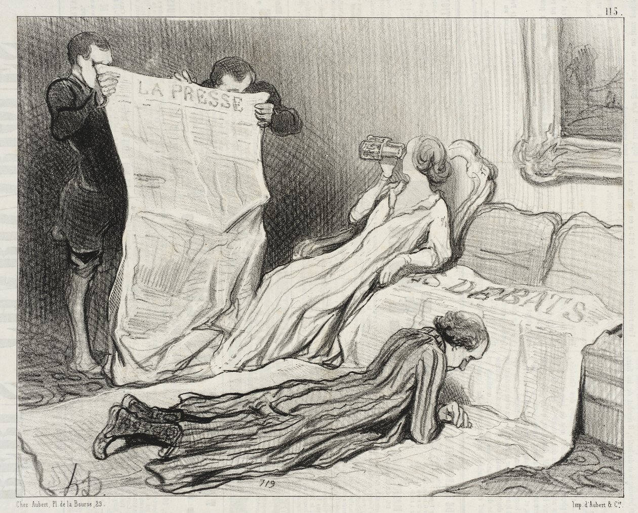 Előfizetők, akik megkapják újságjukat... alkotó: Honoré Daumier