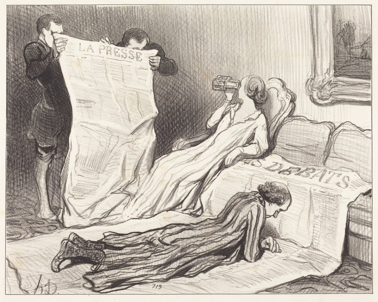 Előfizetők megkapják újságjukat... alkotó: Honoré Daumier