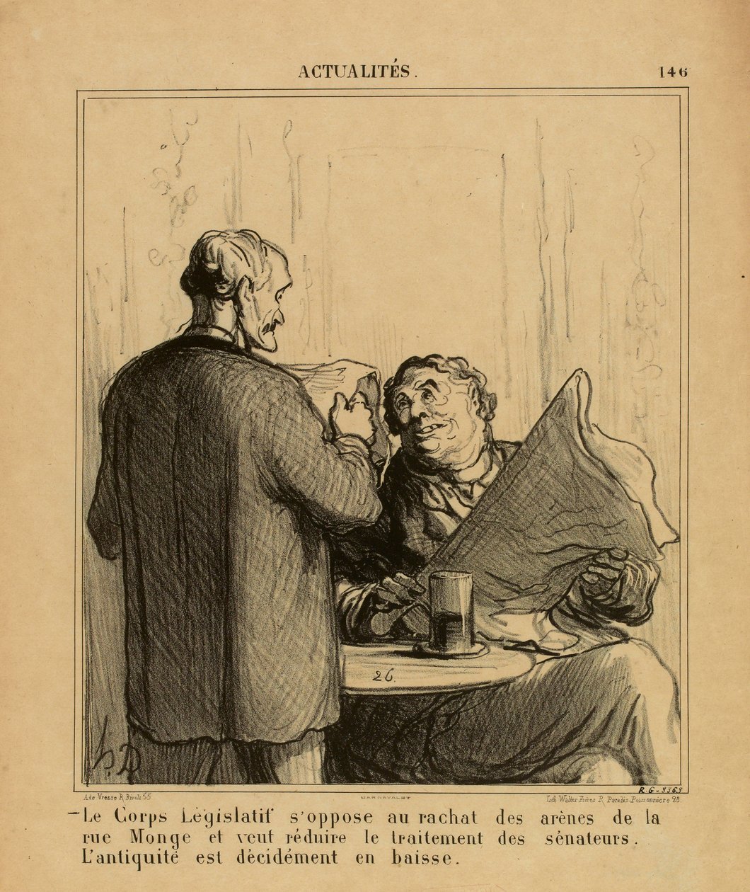 Aktualitások, 146. sz.: A törvényhozó testület ellenzi a rue Monge-i arénák visszavásárlását alkotó: Honoré Daumier