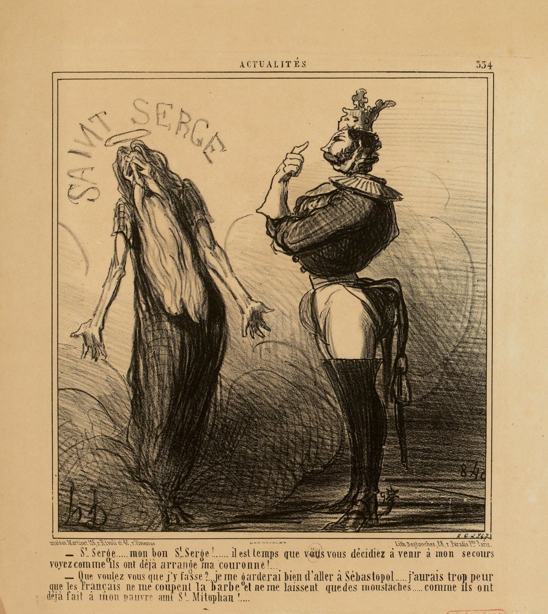 Aktualitások, 334. szám: - Szent Serge ... jó Szent Serge-om! ... ideje, hogy döntsön... alkotó: Honoré Daumier