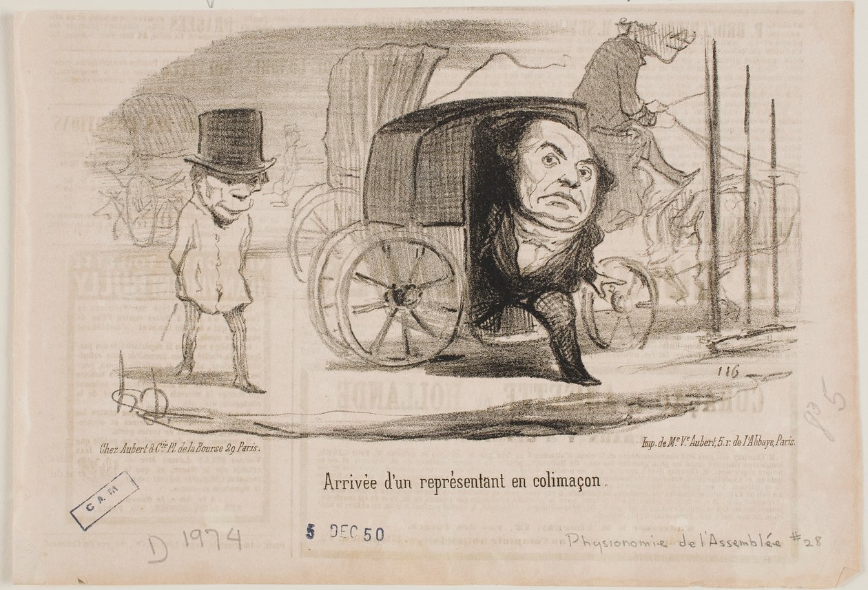 Egy képviselő érkezése egy csigának nevezett kocsiban alkotó: Honoré Daumier