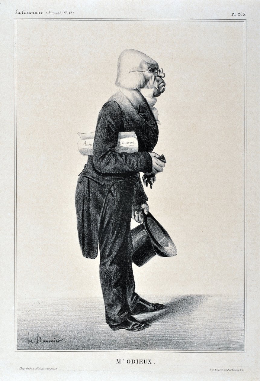 Honore Daumier (1808-1879) alkotásai. Charivari 1833-ból származik: Serie Celebrites de la Caricature "" M. Odieux"" KÉZMŰVÉSZETI MÚZEUM - PALAIS LONGCHAMP, MARSEILLE alkotó: Honoré Daumier