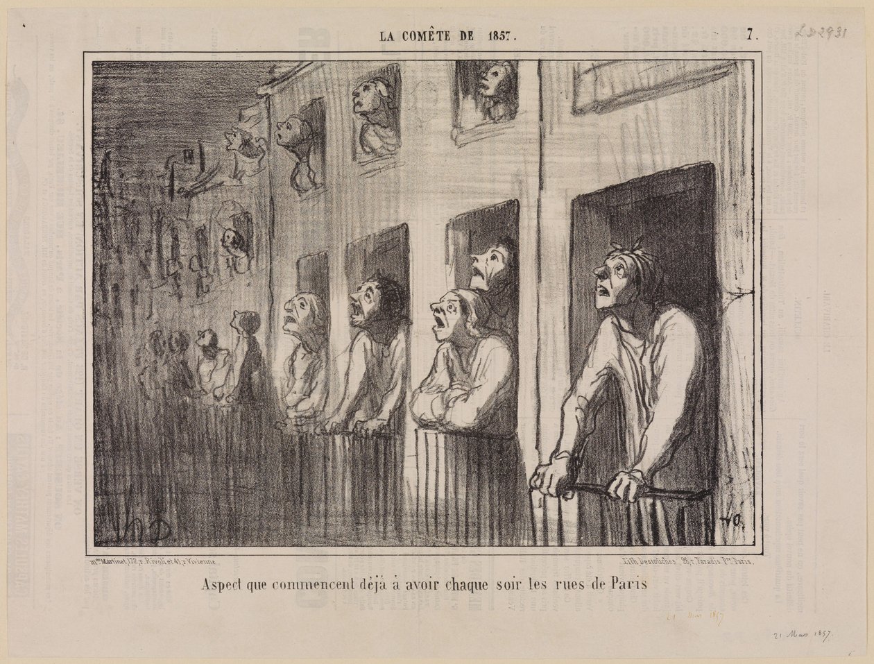 Az a látvány, amelyet Párizs utcái már minden este kezdenek ölteni (Az 1857-es üstökös, 7. lap) alkotó: Honoré Daumier