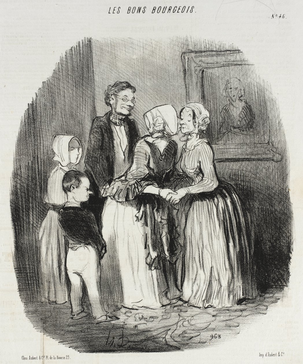 Újévkor kötelező látogatás Rabourdin néninél alkotó: Honoré Daumier