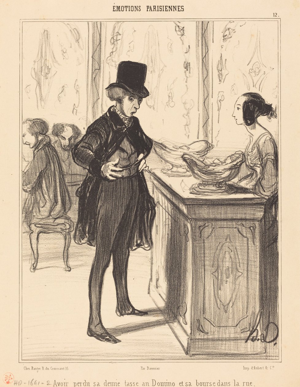 Elveszíteni a fél csészéjét dominózás közben és az erszényét az utcán alkotó: Honoré Daumier