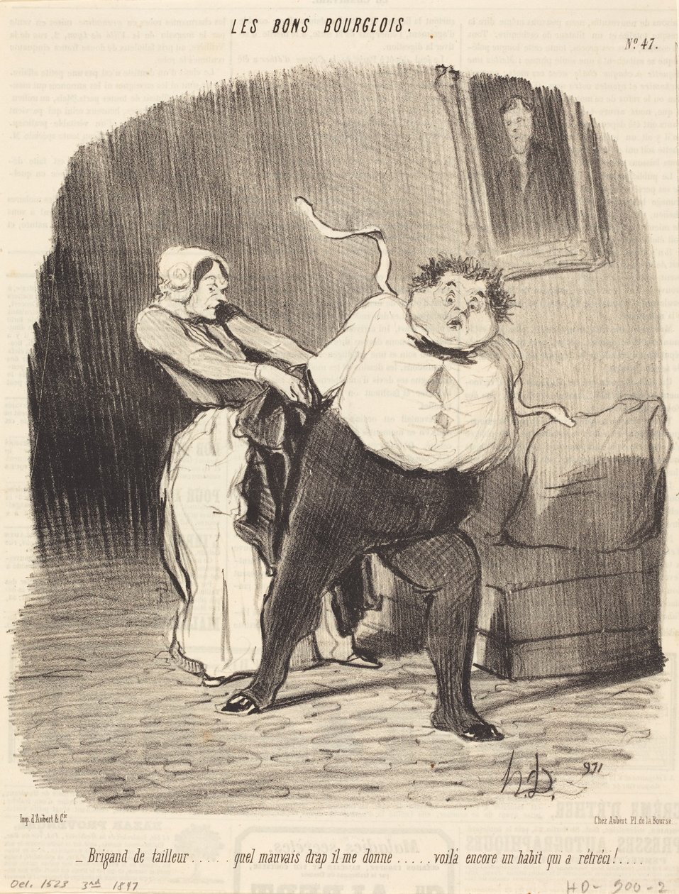 Szabórabló... megint egy ruha... összement! alkotó: Honoré Daumier