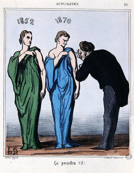 Rajzfilm az 1870. május 8-i népszavazásról, a „Le Charivari”-ból (színes litó) alkotó: Honoré Daumier