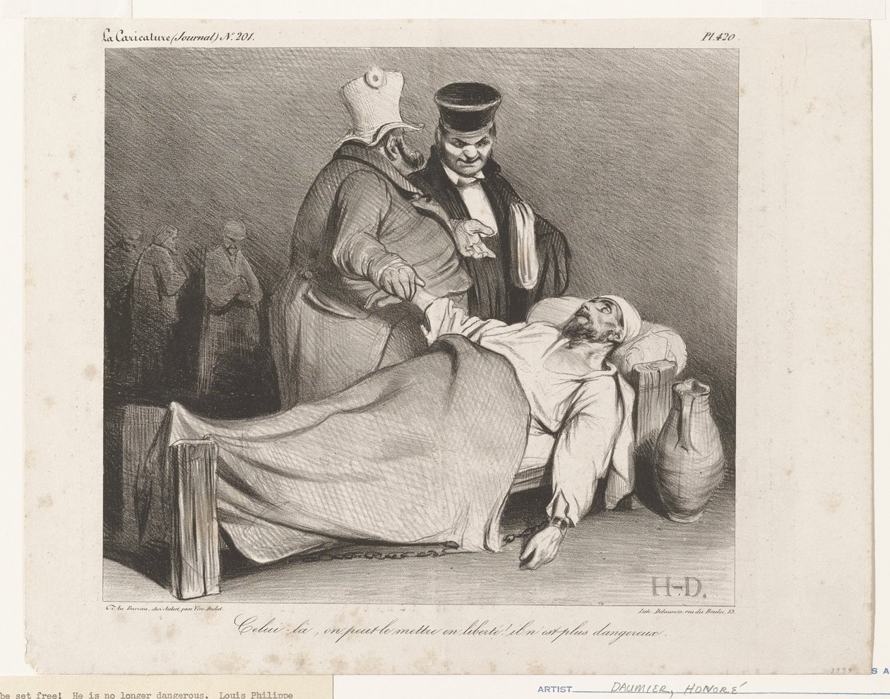 Ezt itt szabadon engedhetjük! Már nem jelent veszélyt. (La Caricature című lapból) alkotó: Honoré Daumier