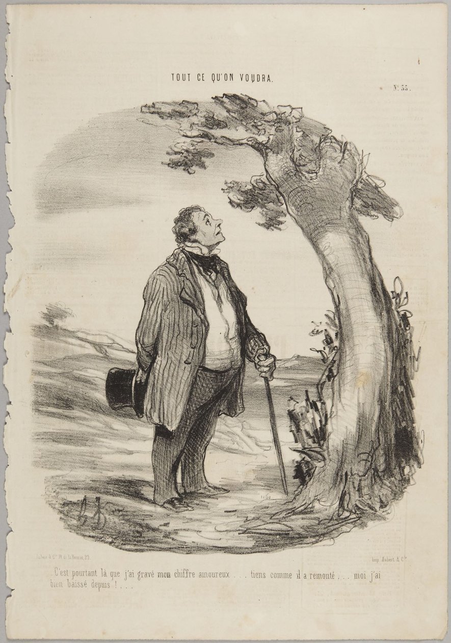 „Mégis ott véstem be szerelmi jelvényemet...”, a Le Charivari Minden, amit csak akarnak című sorozatának 35. száma alkotó: Honoré Daumier