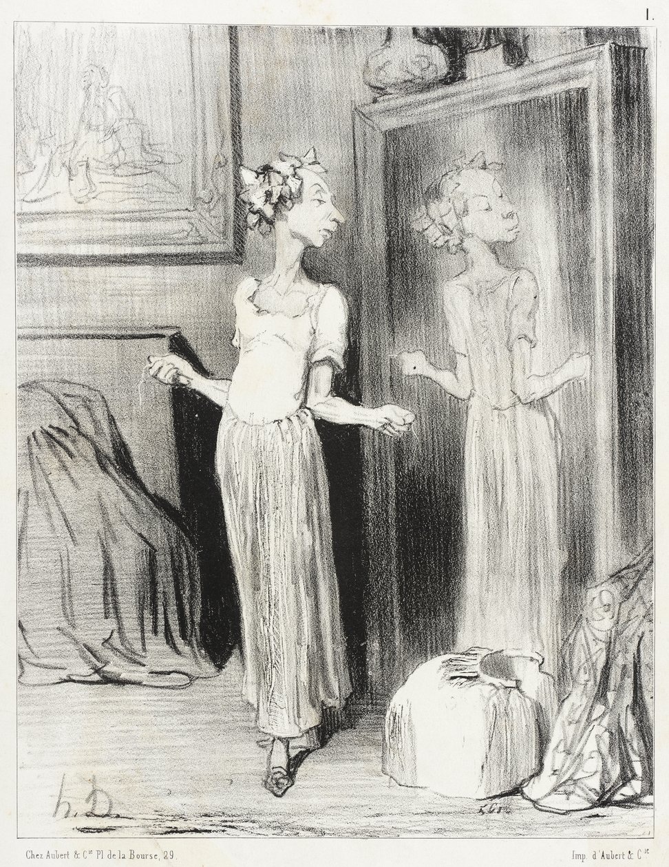 Különös, ahogy ez a tükör ellapít... alkotó: Honoré Daumier