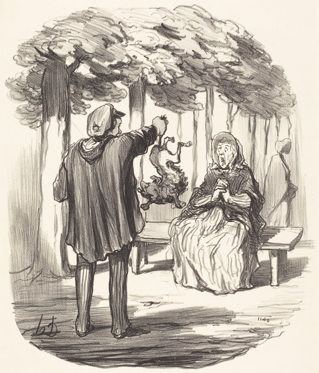 Az ott az ön kutyája? alkotó: Honoré Daumier