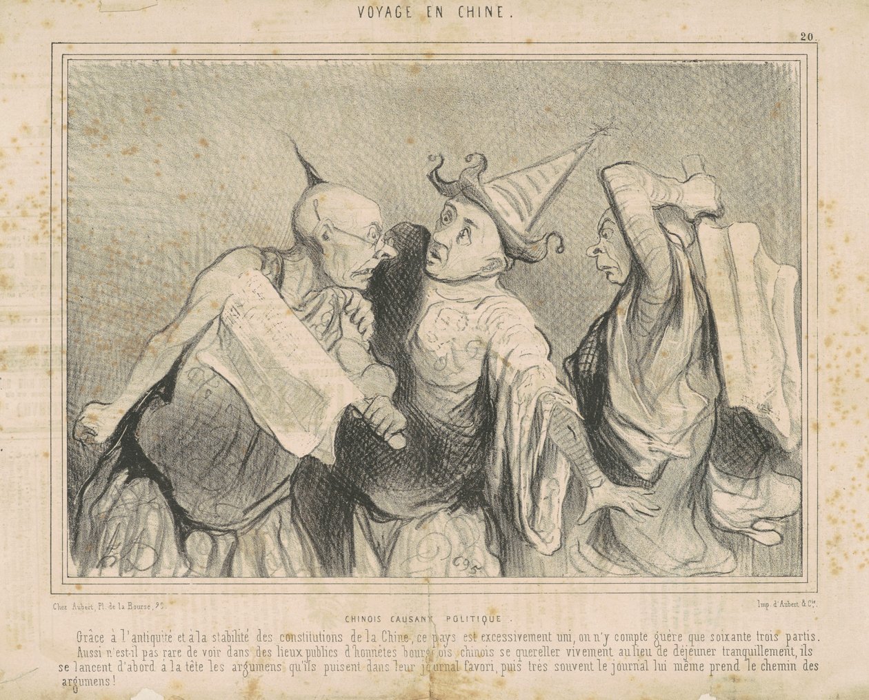 Politikáról beszélgető kínaiak alkotó: Honoré Daumier