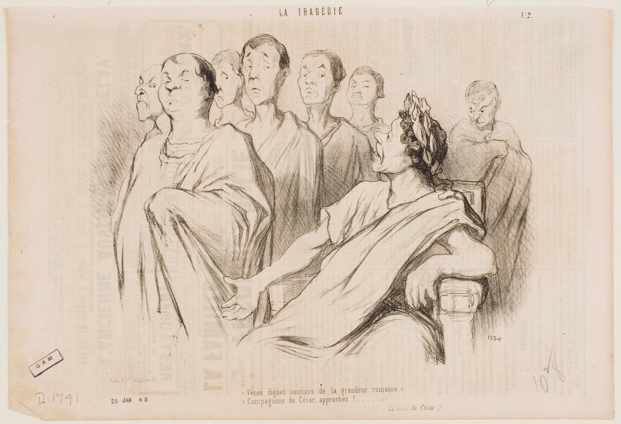 Jöjjetek, a római nagyság méltóságteljes oszlopai... Caesar barátai, közeledjetek! alkotó: Honoré Daumier