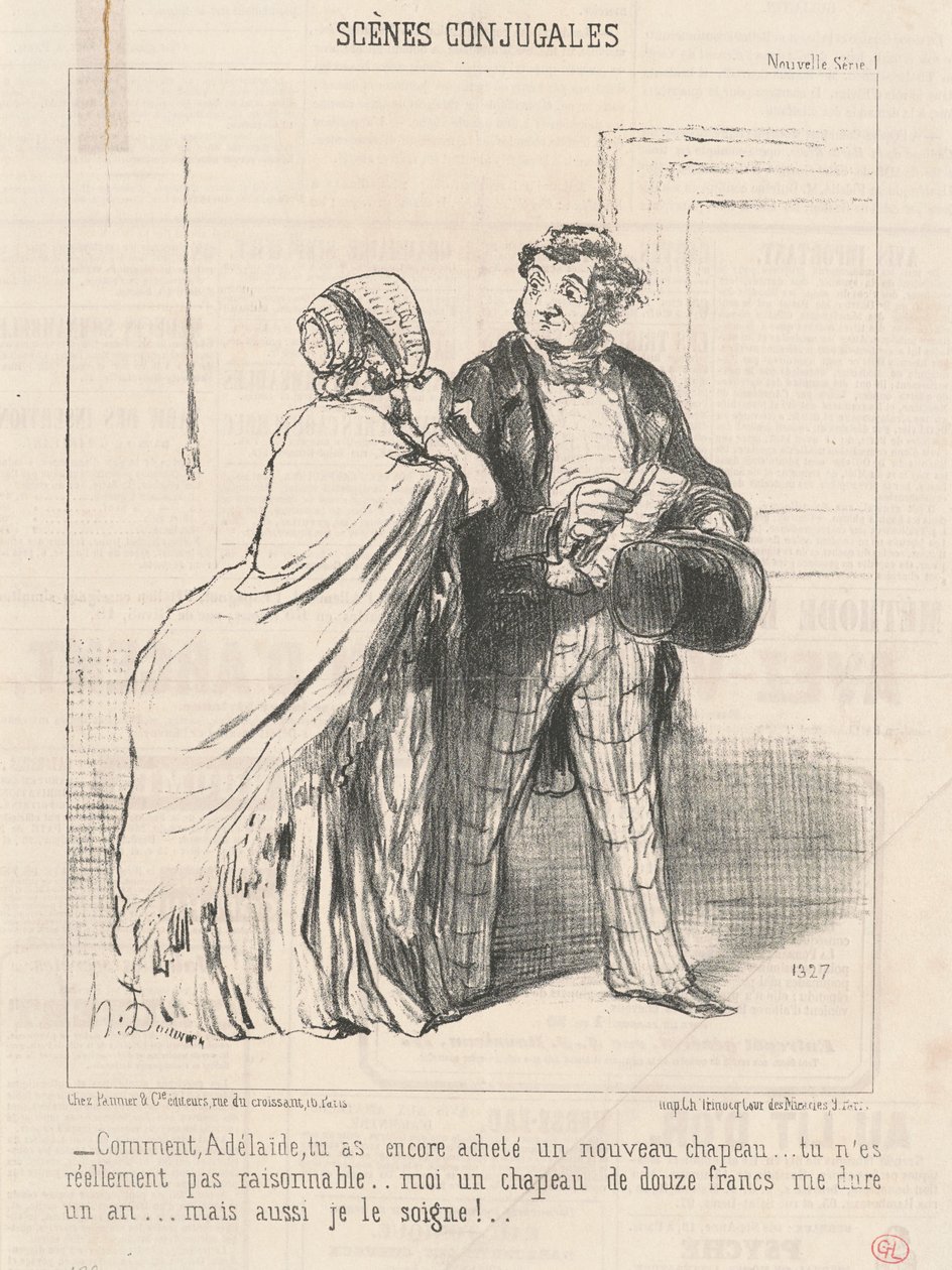 Hogy... vettél megint egy kalapot... alkotó: Honoré Daumier
