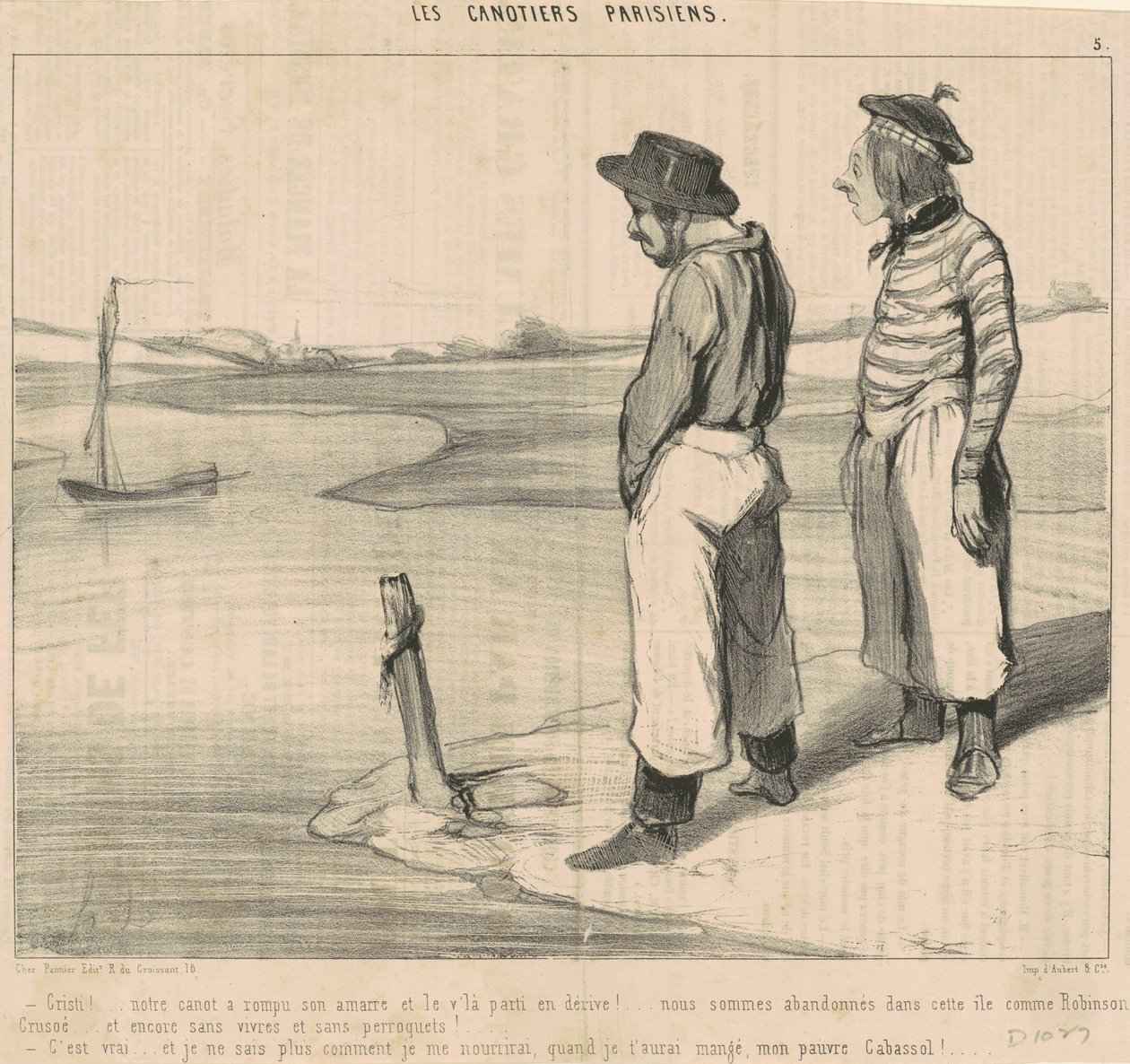 Jézusom! ... A kenunk elszakította a kikötőkötelet ... alkotó: Honoré Daumier