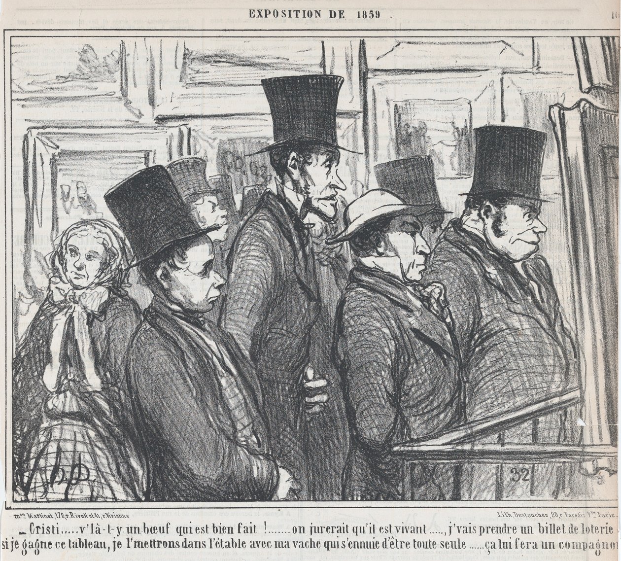Kriszti, micsoda jól megtermett ökör!..., az 1859-es kiállításból, megjelent a Le Charivariban, 1859. május 4. alkotó: Honoré Daumier