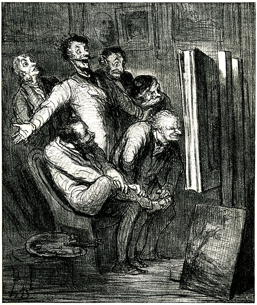 Kritikusok egy festmény előtt alkotó: Honore Daumier