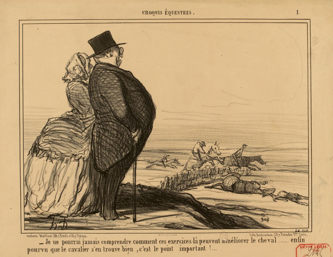 Croquis Equestres Nr. 1: - Ich werde nie verstehen können, wie diese Übungen... alkotó: Honoré Daumier