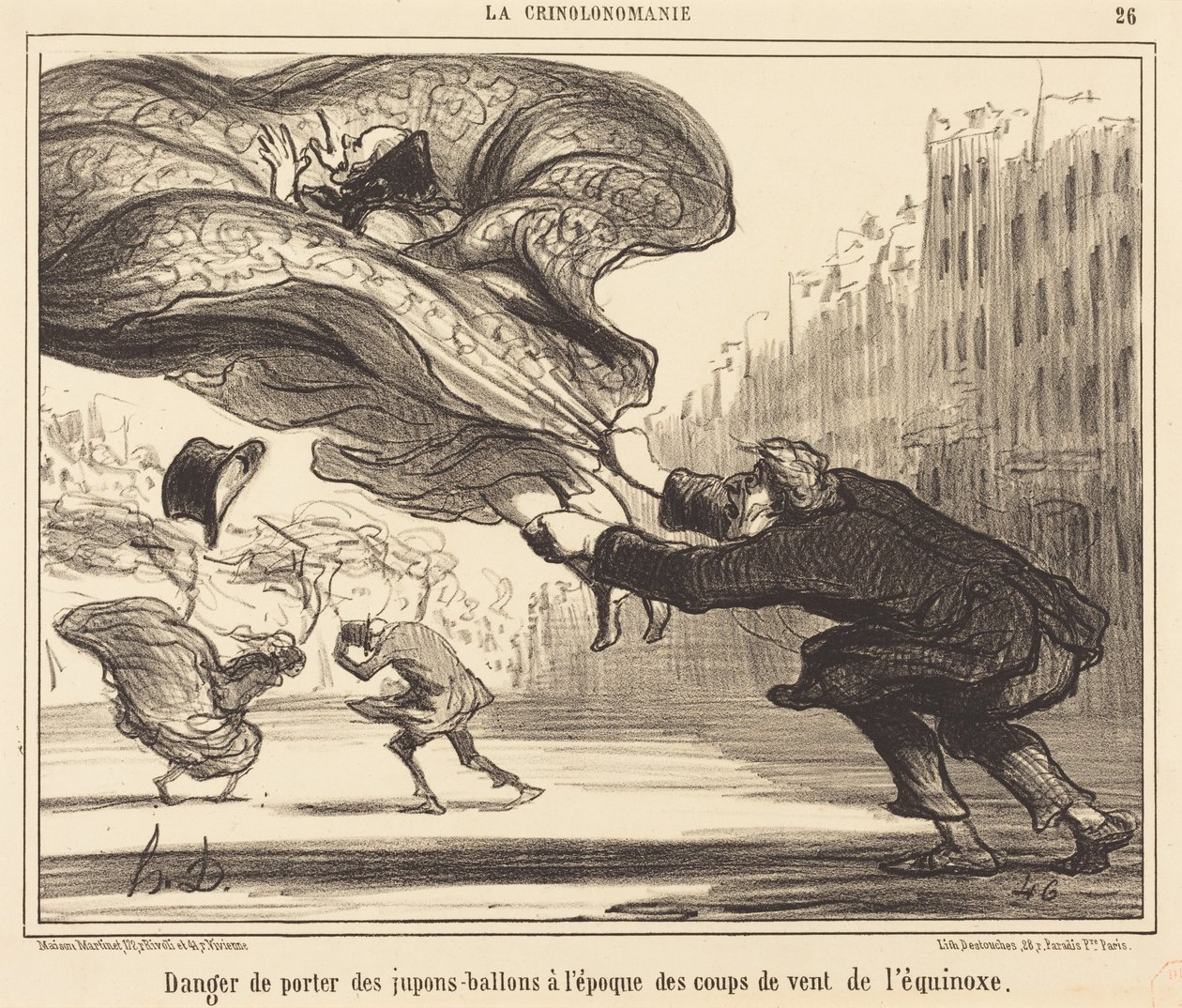 A léggömbszoknyák viselésének veszélye... alkotó: Honoré Daumier