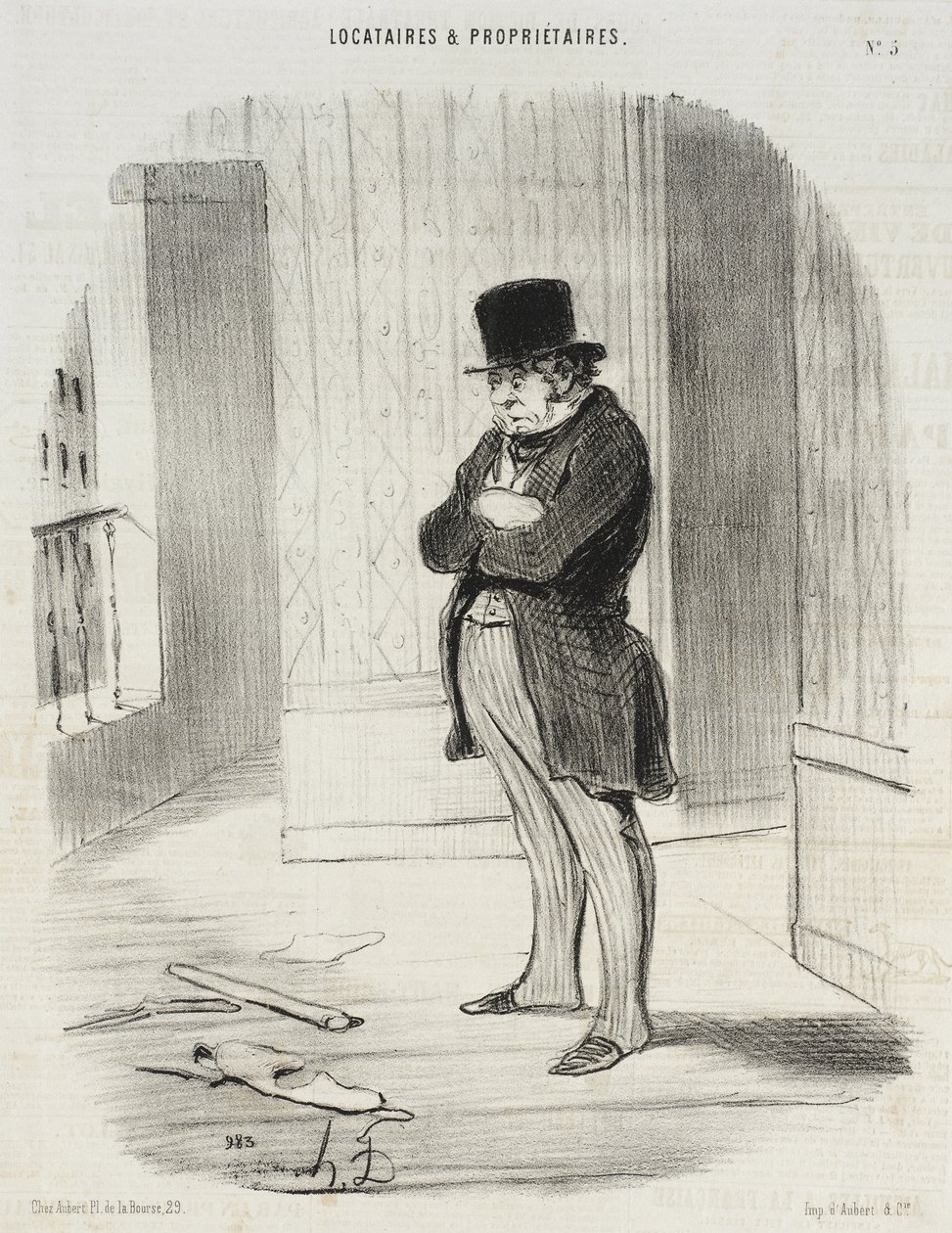 Elköltözött!... és hogy kifizesse nekem a három részletet... itt hagy nekem... alkotó: Honoré Daumier