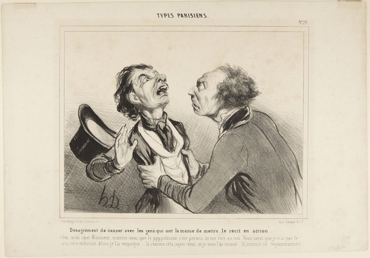 Az emberekkel való beszélgetés kellemetlensége ..., 29. szám a Párizsi típusok című sorozatból alkotó: Honoré Daumier