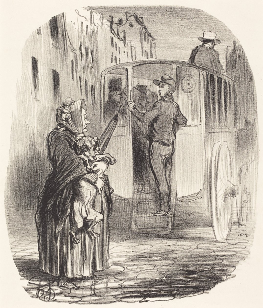 Sajnálom, polgártársnő... nem fogadok kutyákat... alkotó: Honoré Daumier