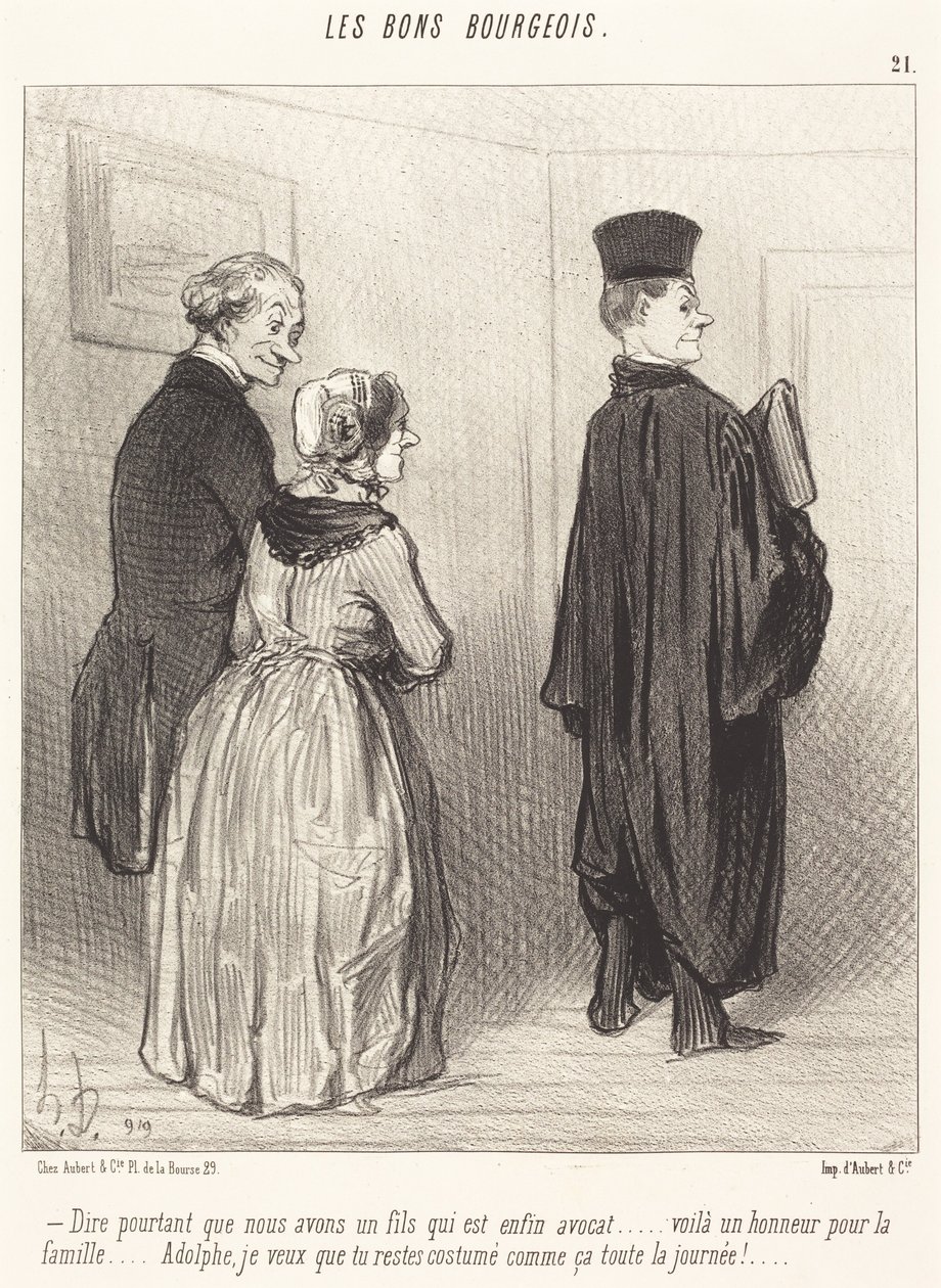 Azt mondani... hogy van egy fiunk, aki... ügyvéd... alkotó: Honoré Daumier