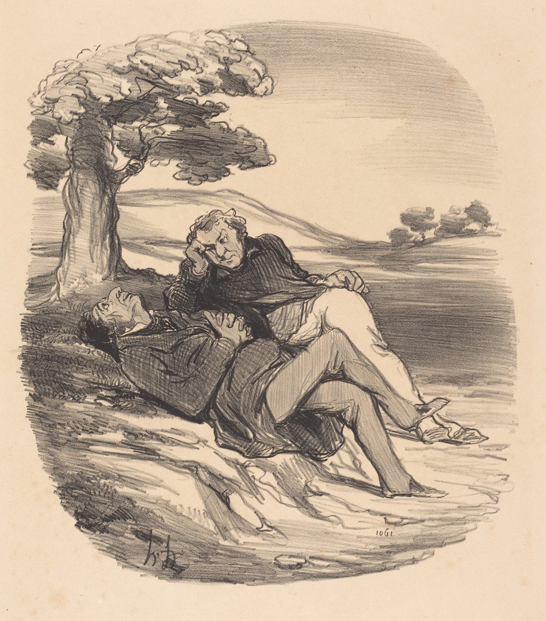 Egy nyugdíjas vasbolt édes kikapcsolódása... alkotó: Honoré Daumier