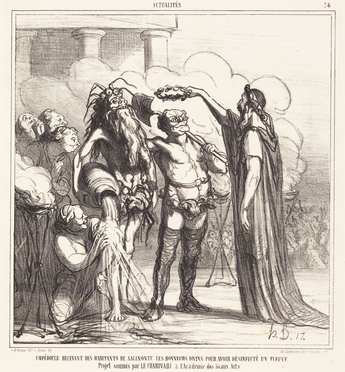 Empedoklész isteni kitüntetésben részesül... alkotó: Honoré Daumier