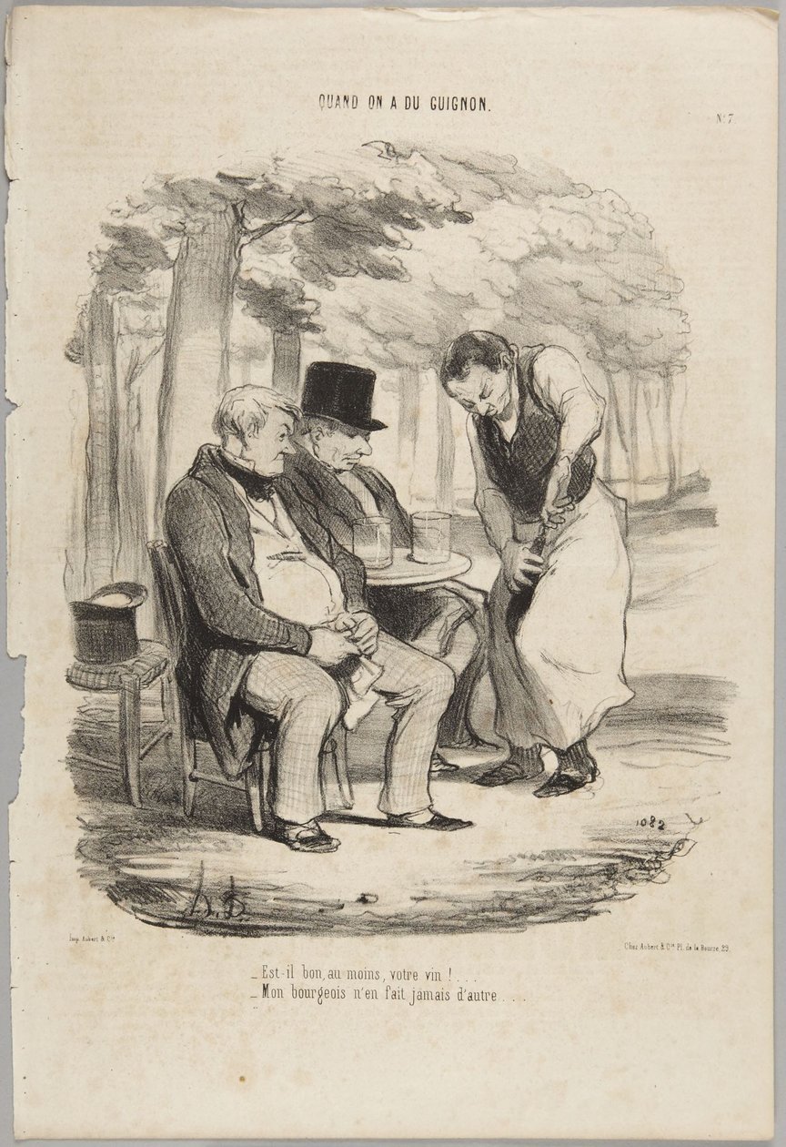 Legalább jó a boruk!... A Le Charivari Mikor az embert balszerencse éri című sorozatának 7. száma alkotó: Honoré Daumier