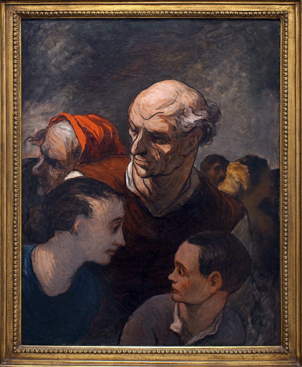Család a barikádokon 1848-ban. Honore Daumier (1808-1879) festménye, Olaj, vászon alkotó: Honoré Daumier
