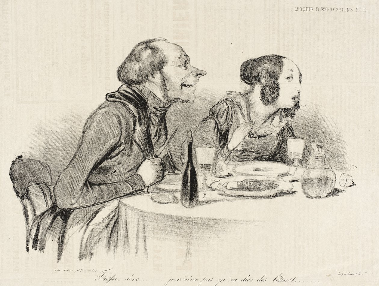 Hagyja már abba... nem szeretem, ha ostobaságokat mondanak... alkotó: Honoré Daumier