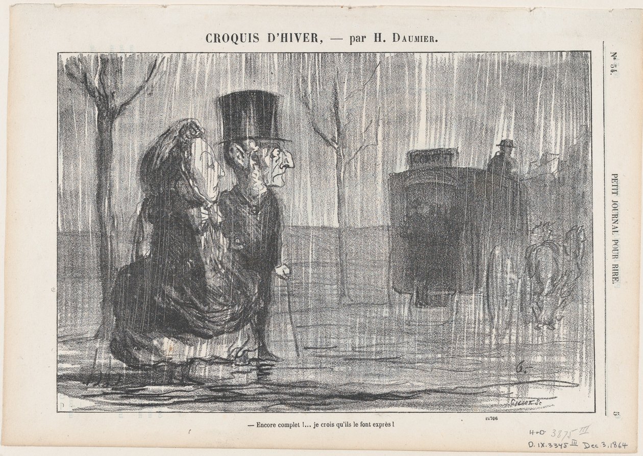 Megint tele van… Szerintem ezt szándékosan csinálják!, a „Téli vázlatok” című műből alkotó: Honoré Daumier