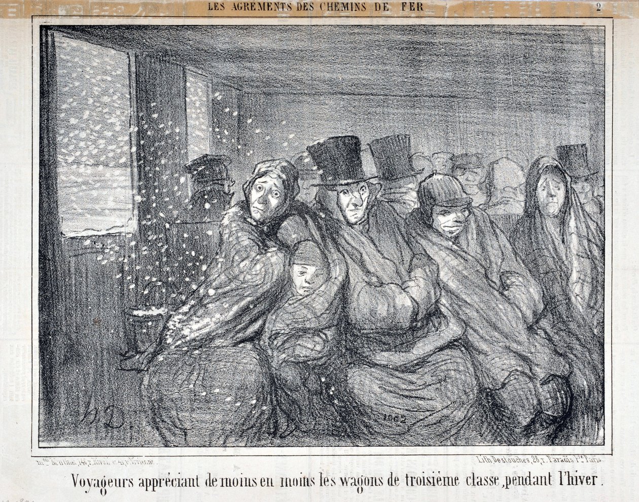 Illusztráció a "Les Agrements des Chemin de fer" sorozathoz alkotó: Honoré Daumier