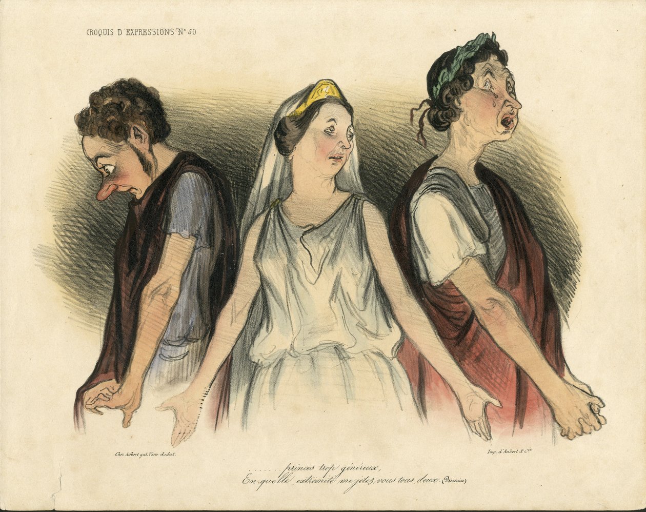 Honore Daumier (1808-1879) danse illusztrációja - Színház - Színész, színésznő, komikus alkotó: Honoré Daumier