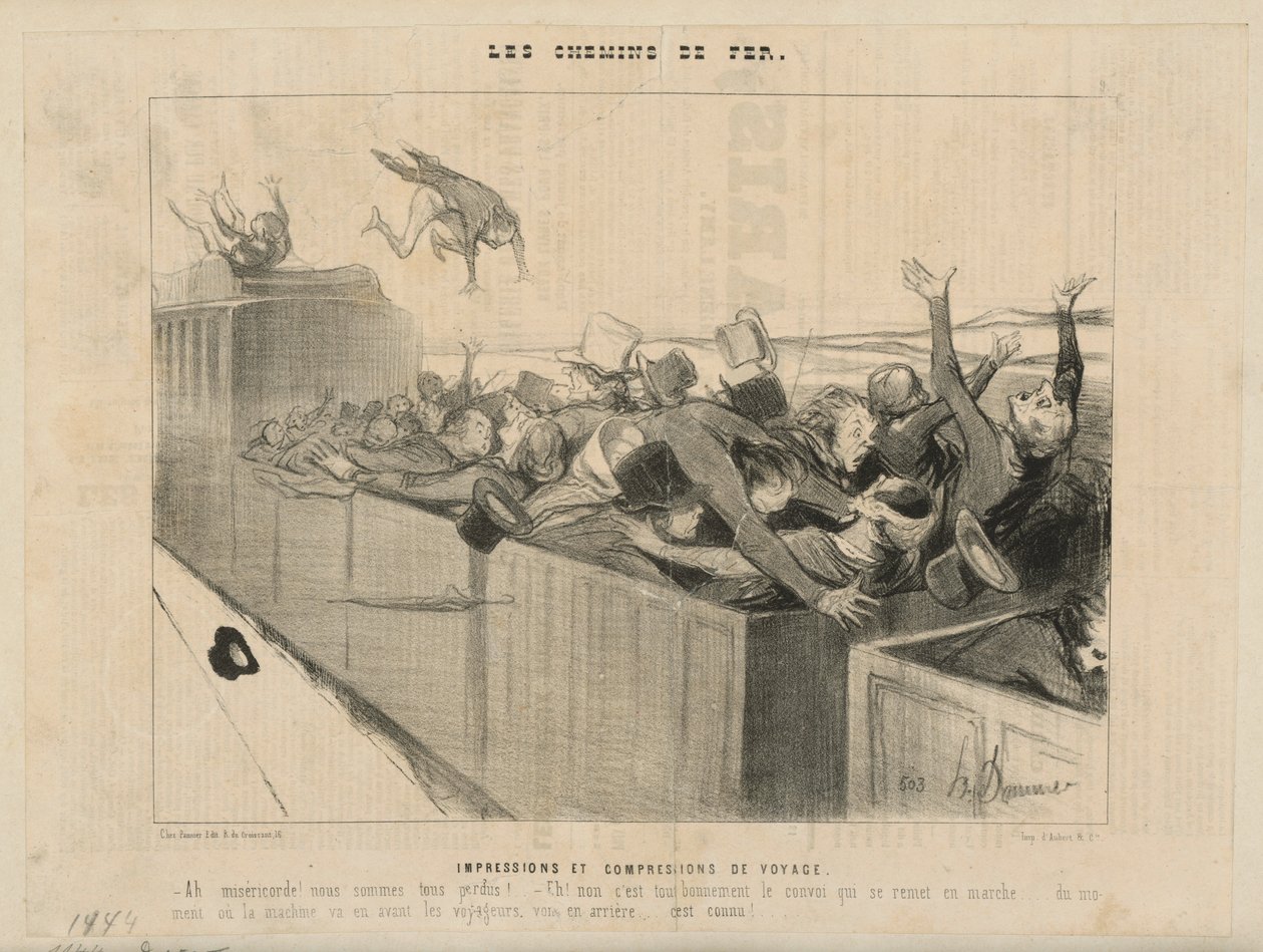 Utazási benyomások és tömörítések. Innen: „A vasutak” alkotó: Honoré Daumier